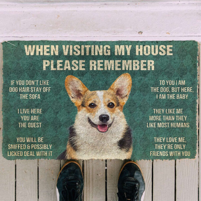 PLEASE REMEMBER CORGI DOG’S HOUSE RULES DOORMAT Warm House Gift Welcome Mat Birthday Gift Funny Gift Gift For Corgi Dog Lover