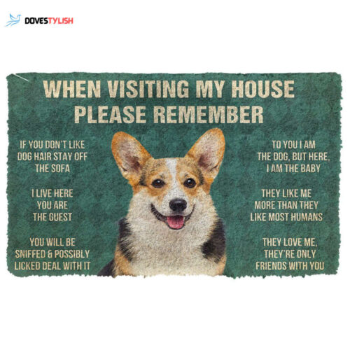 PLEASE REMEMBER CORGI DOG’S HOUSE RULES DOORMAT Warm House Gift Welcome Mat Birthday Gift Funny Gift Gift For Corgi Dog Lover