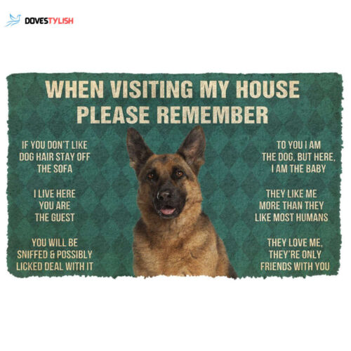 PLEASE REMEMBER GERMAN SHEPHERD DOG’S HOUSE RULES DOORMAT Warm House Gift Welcome Mat Birthday Gift Funny Gift Gift For German Sheperd Dog Lover
