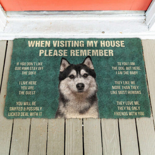 Please Remember HUSKY House Rules Funny Indoor And Outdoor Doormat Warm House Gift Welcome Mat Gift For Dog Lovers