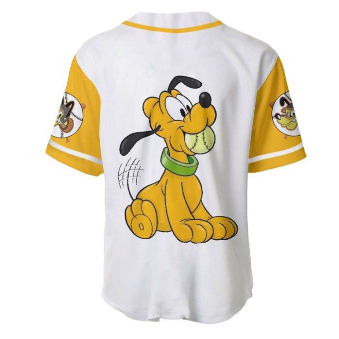 Pluto Dog Yellow White Disney Unisex Cartoon Graphic Casual Outfits Custom Baseball Jersey Gift for Men Dad
