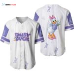Pretty Daisy Duck White Purple Stripes Patterns Disney Unisex Cartoon Casual Outfits Custom Baseball Jersey Gift for Men Dad