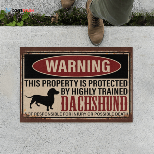 Property Protected By Dachshund Easy Clean Welcome DoorMat