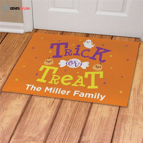 Pumpkins And Ghost Personalized Halloween Doormat Home Decor 2024