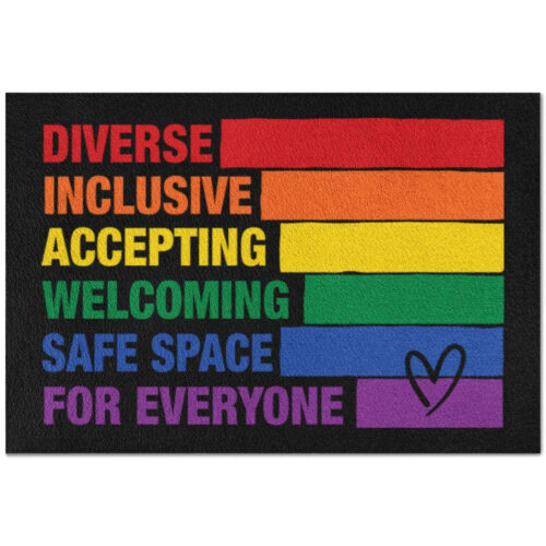Rainbow Diverse Inclusive Accepting Doormat Indoor And Outdoor Doormat Warm House Gift Welcome Mat Home Decor Gift For Equality Family Friend