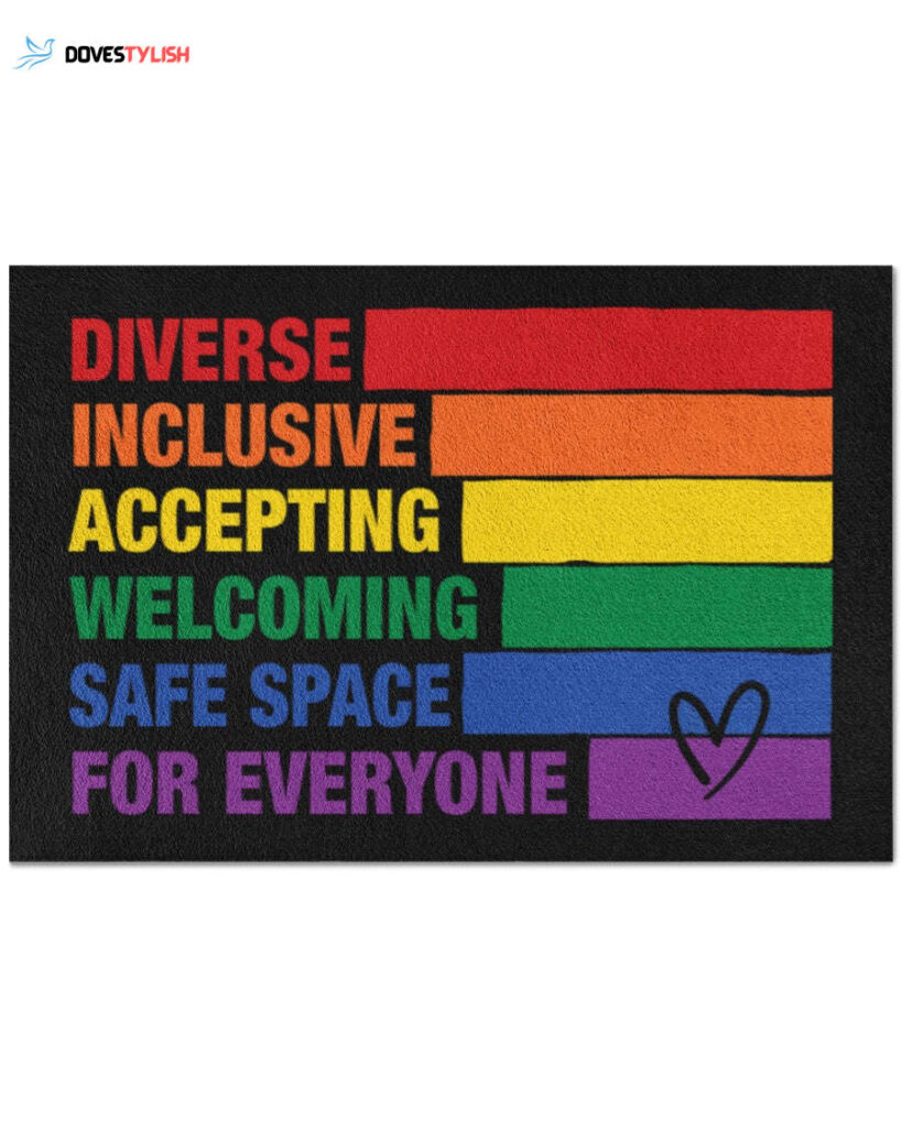 Rainbow Diverse Inclusive Accepting Doormat Indoor And Outdoor Doormat Warm House Gift Welcome Mat Home Decor Gift For Equality Family Friend