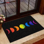 Rainbow Moon Phase LGBT Support Easy Clean Welcome DoorMat
