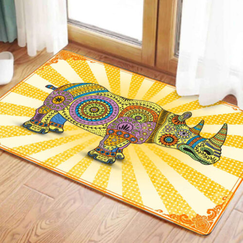 Rhino Multi Color Sun Background Easy Clean Welcome DoorMat