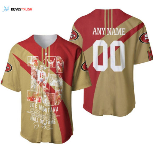 San Francisco 49ers Joe Montana 16 Hall Of Time Legend Captain Designed Allover Gift With Custom Name Number For 49ers Fans Baseball Jersey