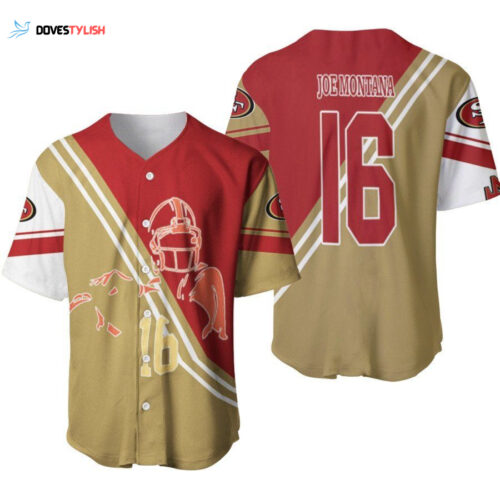 San Francisco 49ers Joe Montana 16 Legend Player Line Drawing Designed Allover Gift For 49ers Fans Baseball Jersey