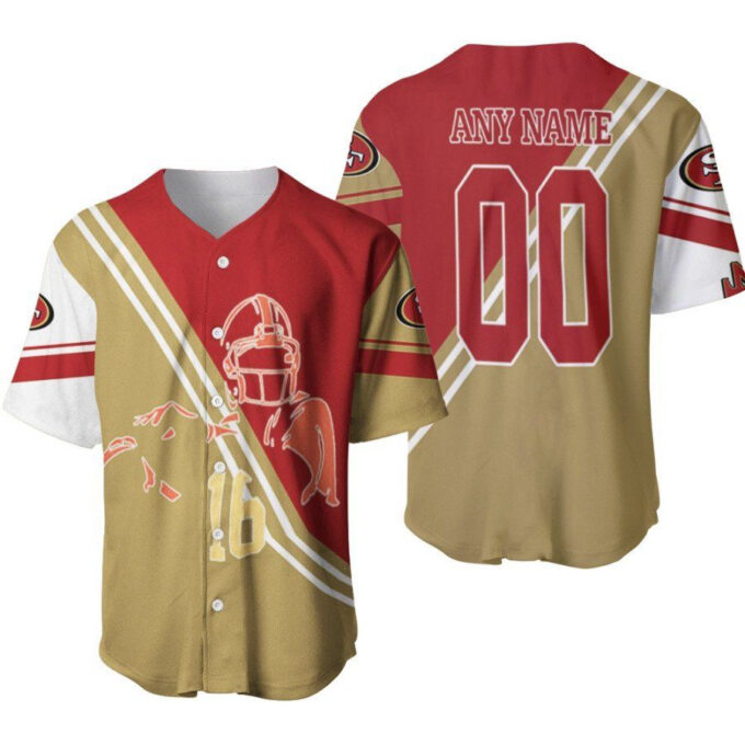 San Francisco 49ers Joe Montana 16 Legend Player Line Drawing Designed Allover Gift With Custom Name Number For 49ers Fans Baseball Jersey