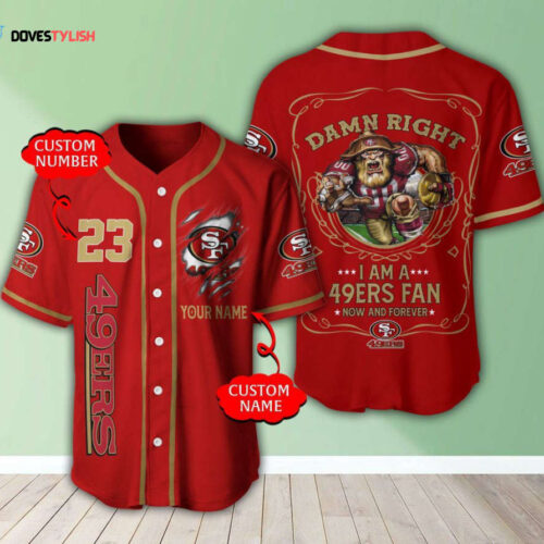 San Francisco 49ers Personalized Baseball Jersey Gift for Men Dad