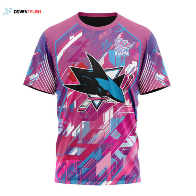 San Jose Sharks I Pink I Can! Fearless Again Breast Cancer Unisex T-Shirt For Fans Gifts 2024