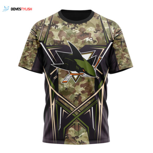 San Jose Sharks Special Camo Color Design Unisex T-Shirt For Fans Gifts 2024