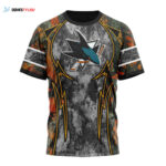 San Jose Sharks With Camo Concepts For Hungting In Forest Unisex T-Shirt For Fans Gifts 2024