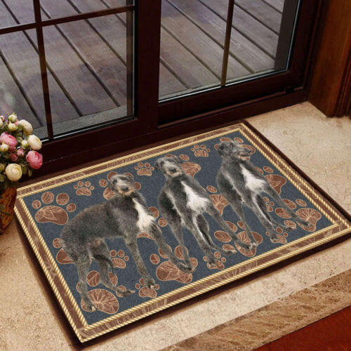 Scottish Deerhound Flower Paw – Dog Doormat Welcome Mat House Warming Gift Home Decor Gift for Dog Lovers Funny Doormat Gift Idea