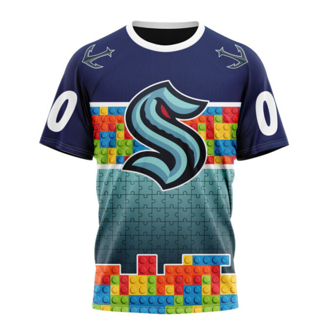 Seattle Kraken Autism Awareness Design Unisex T-Shirt For Fans Gifts 2024