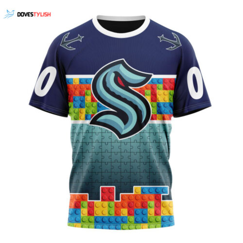 Seattle Kraken Autism Awareness Design Unisex T-Shirt For Fans Gifts 2024