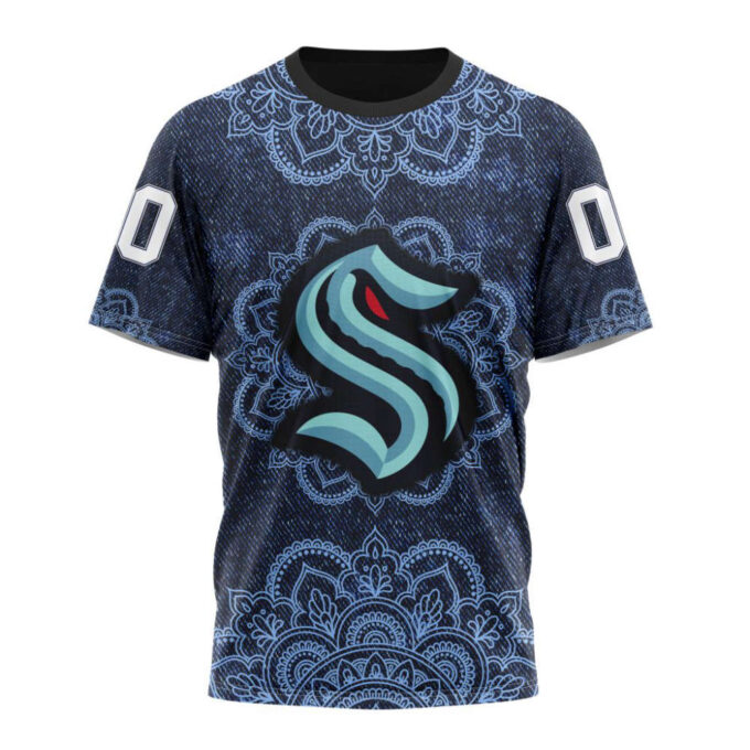 Seattle Kraken Specialized Mandala Style Unisex T-Shirt For Fans Gifts 2024