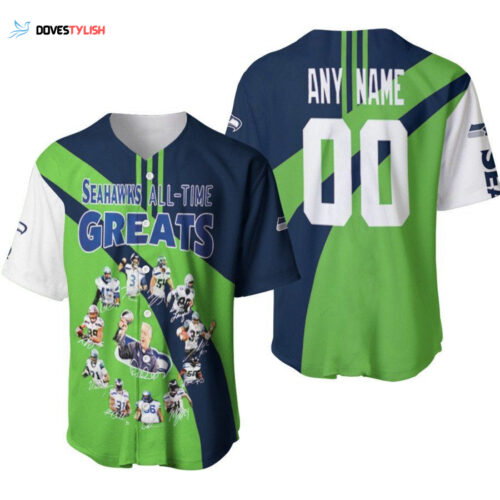 Seattle Seahawks All-Time Greats Legends Coach And Members Team Signed Designed Allover Gift With Custom Name Number For Seahawks Fans Baseball Jersey