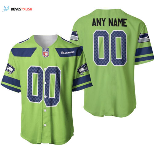 Seattle Seahawks American Football Green Color Rush Legend Designed Allover Custom Gift For Seahawks Fans Baseball Jersey