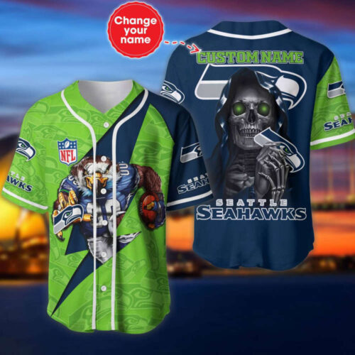 Seattle Seahawks Personalized Baseball Jersey