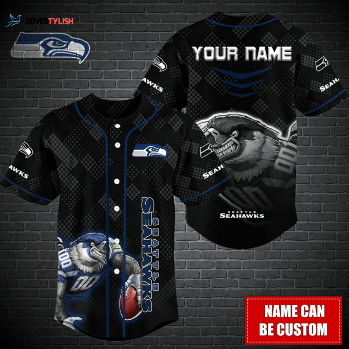 Seattle Seahawks Personalized Baseball Jersey