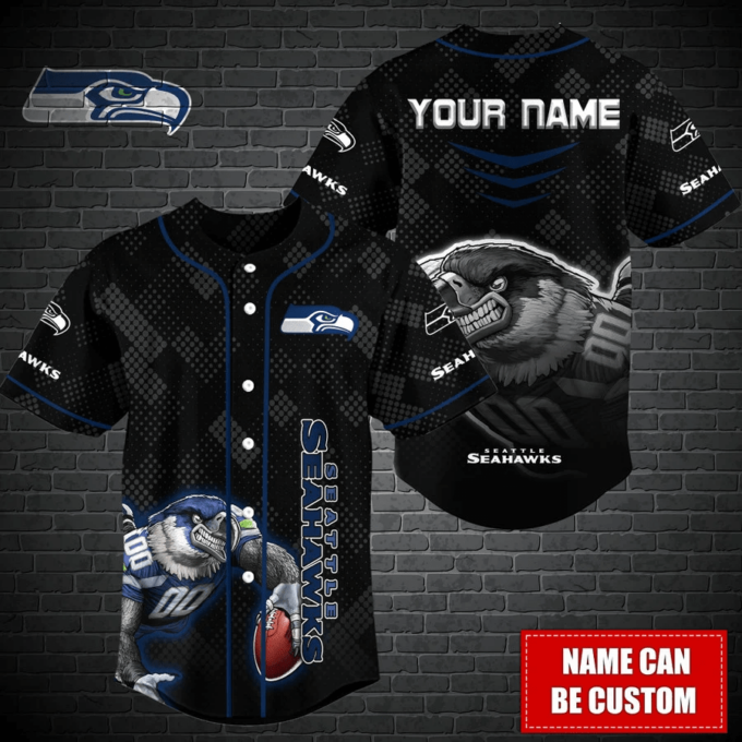 Seattle Seahawks Personalized Baseball Jersey