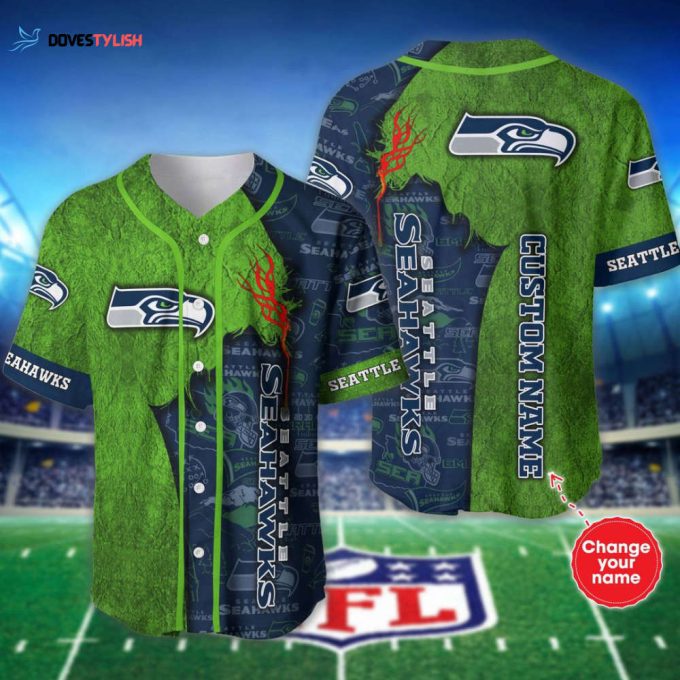 Seattle Seahawks Personalized Baseball Jersey