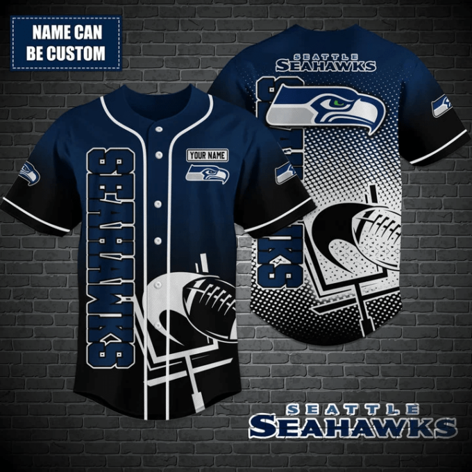 Seattle Seahawks Personalized Baseball Jersey