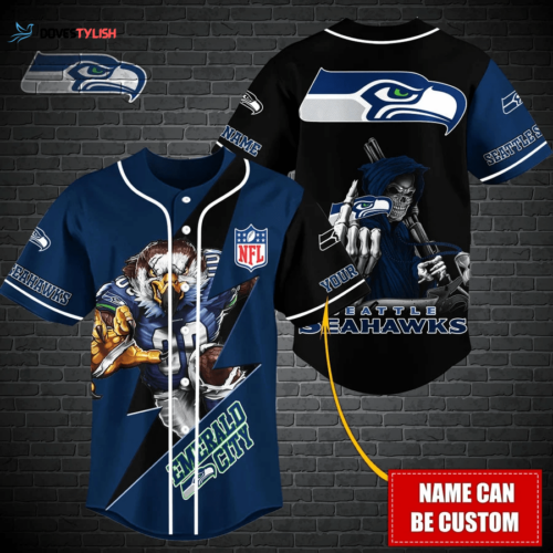 Seattle Seahawks Personalized Baseball Jersey