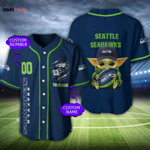 Seattle Seahawks Personalized Baseball Jersey