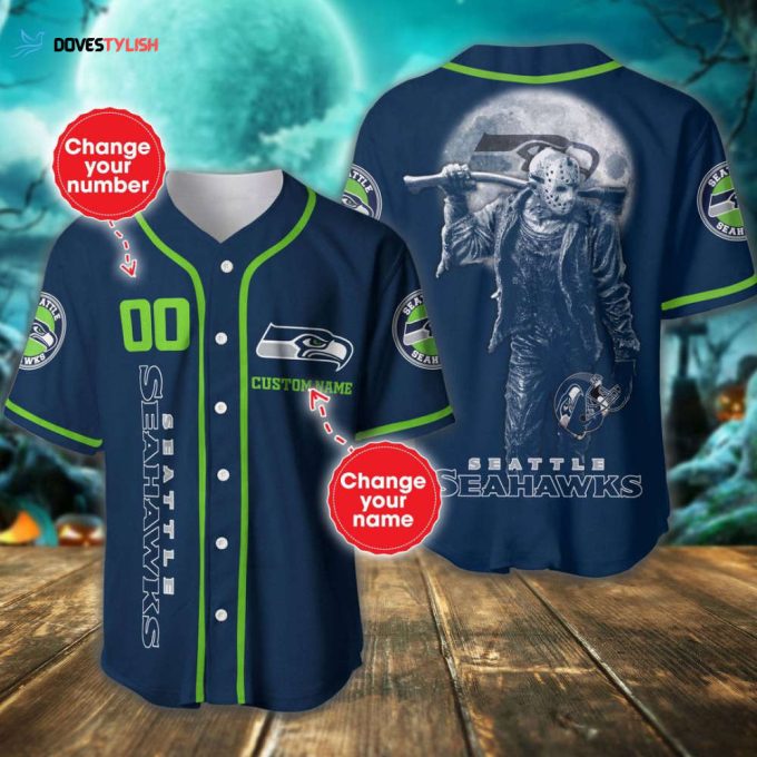 Seattle Seahawks Personalized Baseball Jersey Gift for Men Dad