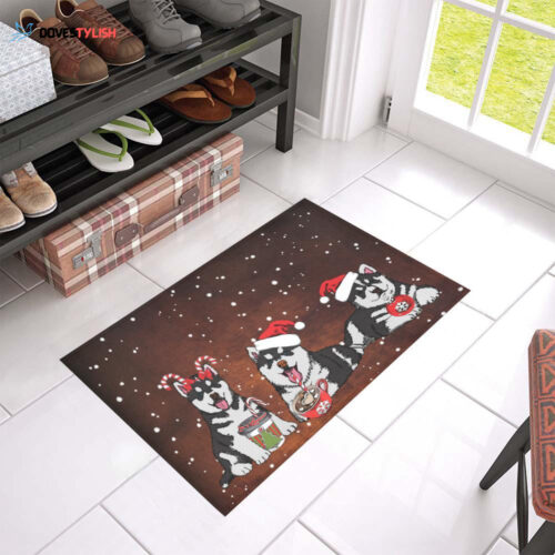 Siberian Husky Dog Merry Christmas Indoor And Outdoor Doormat Welcome Mat Housewarming Gift Home Decor Funny Doormat Gift For Dog Lovers Gift For Christmas