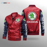 Skoda Auto Leather Bomber Jacket