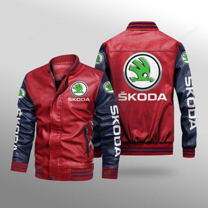 Skoda Auto Leather Bomber Jacket