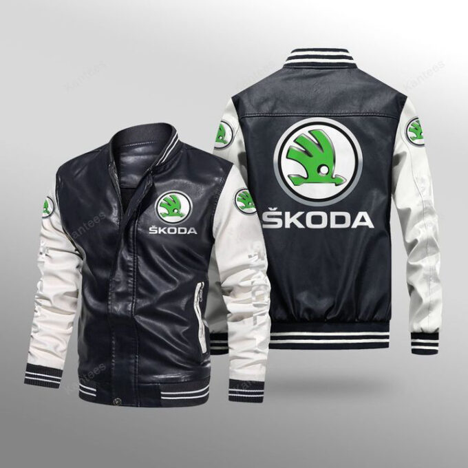 Skoda Auto Leather Bomber Jacket