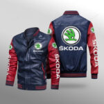 Skoda Auto Leather Bomber Jacket