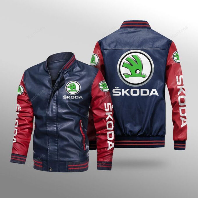 Skoda Auto Leather Bomber Jacket