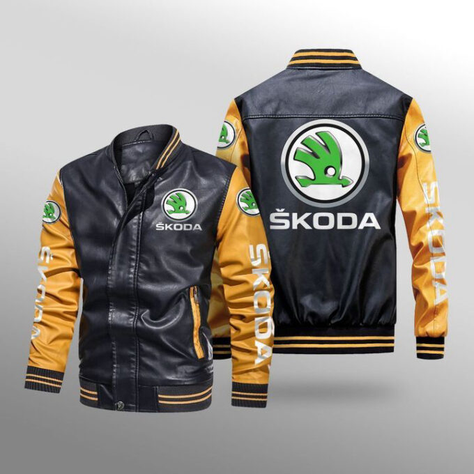 Skoda Auto Leather Bomber Jacket