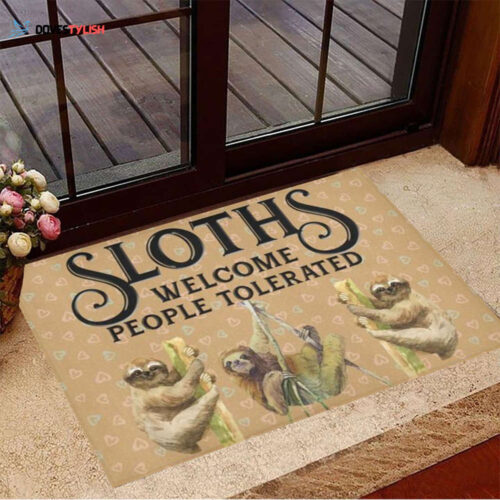 Sloths Welcome People Tolerated Doormat Welcome Mat Housewarming Gift Home Decor Funny Doormat Gift For Friend Gift Idea For Sloth Lovers