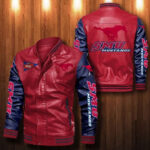 Smu Mustangs Leather Bomber Jacket