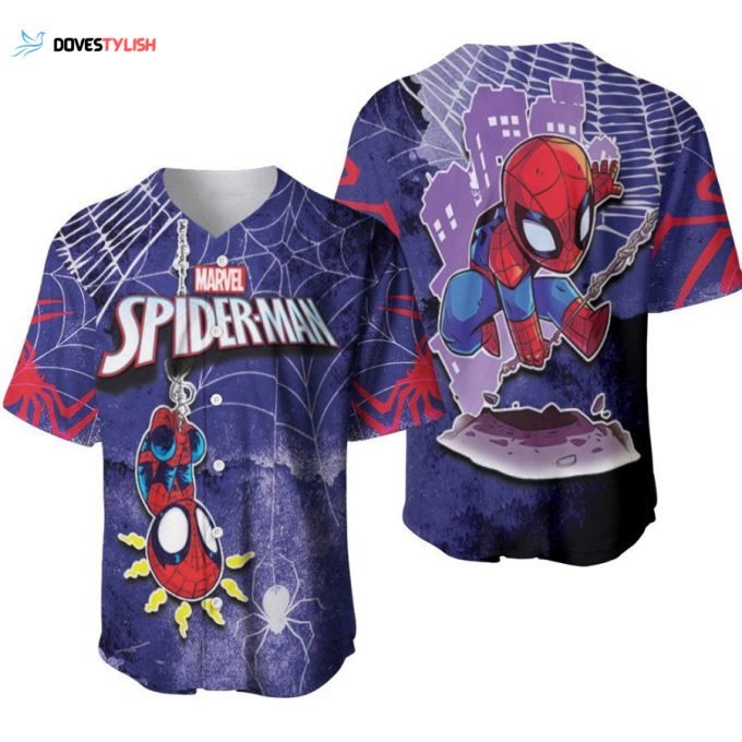 Spider Man No Way Home Spider Chibi Spider Sense Designed Allover Gift For Spider Man Fans Baseball Jersey Gift for Men Dad