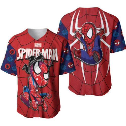 Spider Man No Way Home Spider Man Chibi Spider Red Designed Allover Gift For Spider Man Fans Baseball Jersey Gift for Men Dad