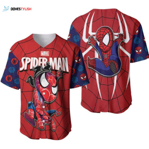 Spider Man No Way Home Spider Man Chibi Spider Red Designed Allover Gift For Spider Man Fans Baseball Jersey Gift for Men Dad