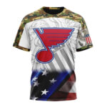 St. Louis Blues With Our America Eagle Flag Unisex T-Shirt For Fans Gifts 2024