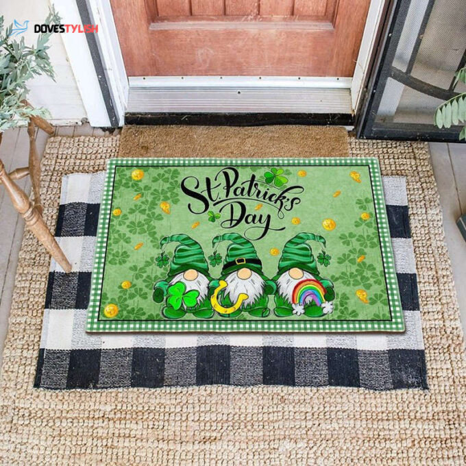 St Patrick’s Day Gnomes Doormat Shamrock Doormat Irish Gnome Doormat Cute St Patrick’s Day Decor Gift HT