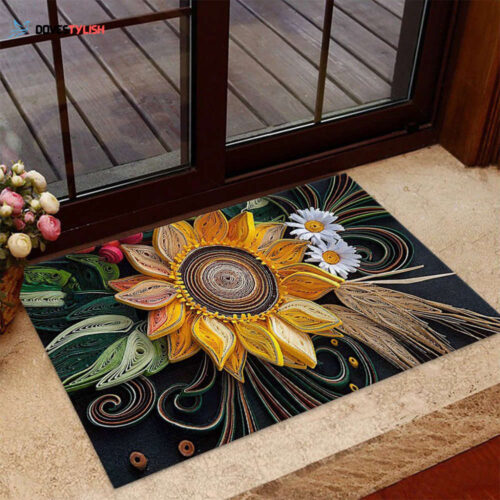 Sunflower Easy Clean Welcome DoorMat | Felt And Rubber | Home Decor 2024