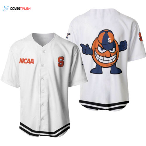Syracuse Orange Classic White With Mascot Gift For Syracuse Orange Fans Baseball Jersey