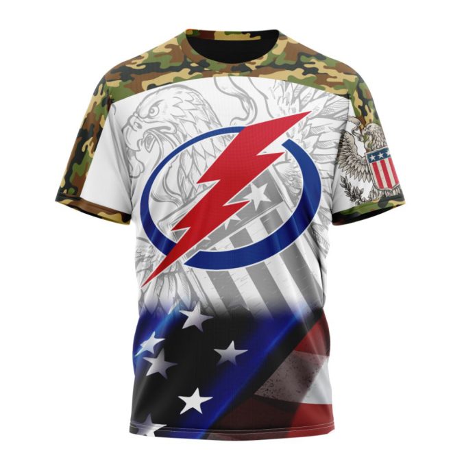 Tampa Bay Lightning With Our America Eagle Flag Unisex T-Shirt For Fans Gifts 2024